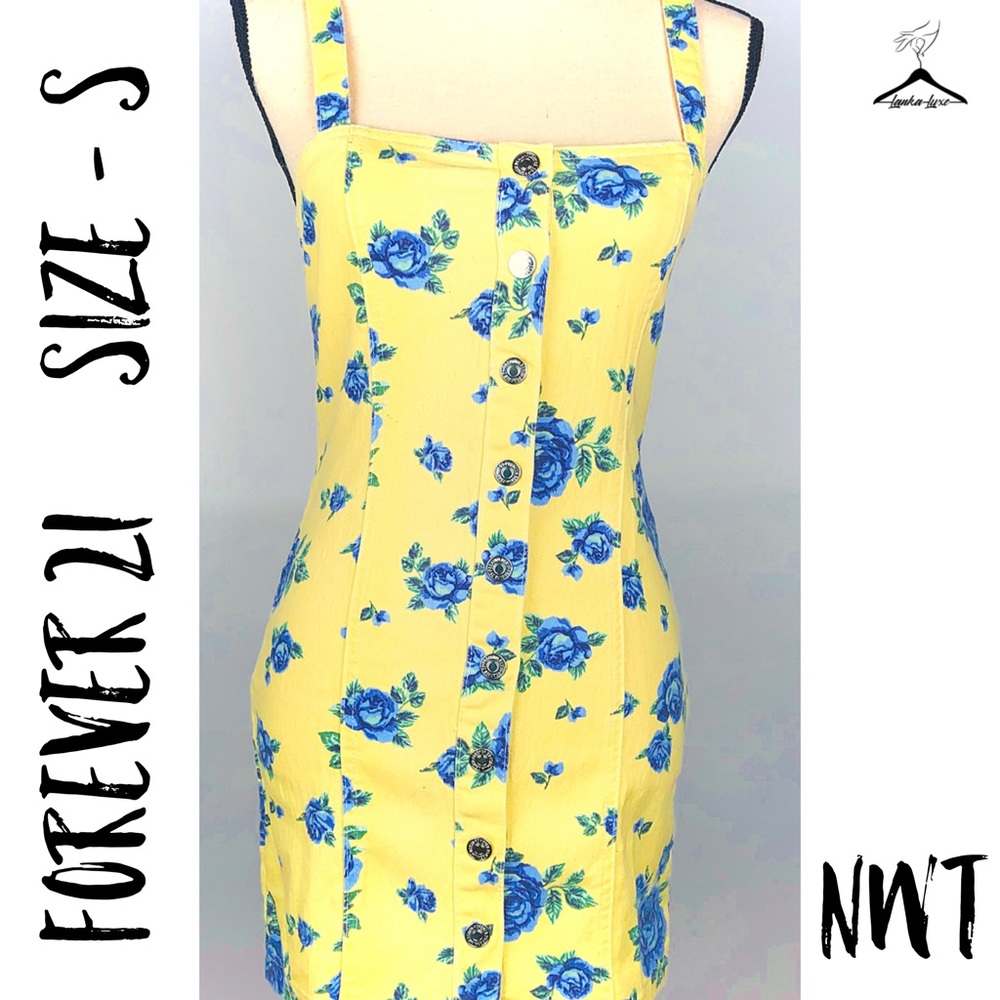 Forever 21 Yellow and Blue Floral Cami Dress